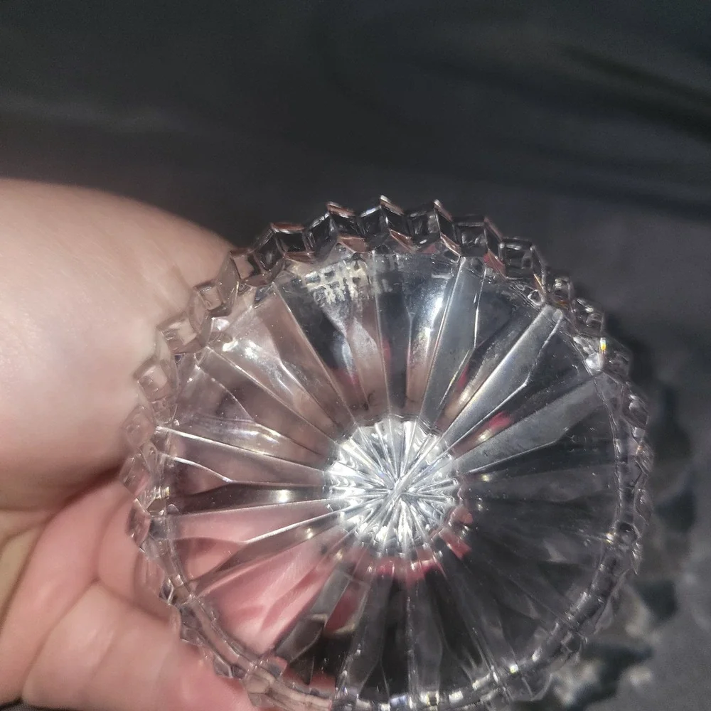 Clear Lead Glass Crystal Ring Holder Trinket Tray Jewelry Keeper Tabletop